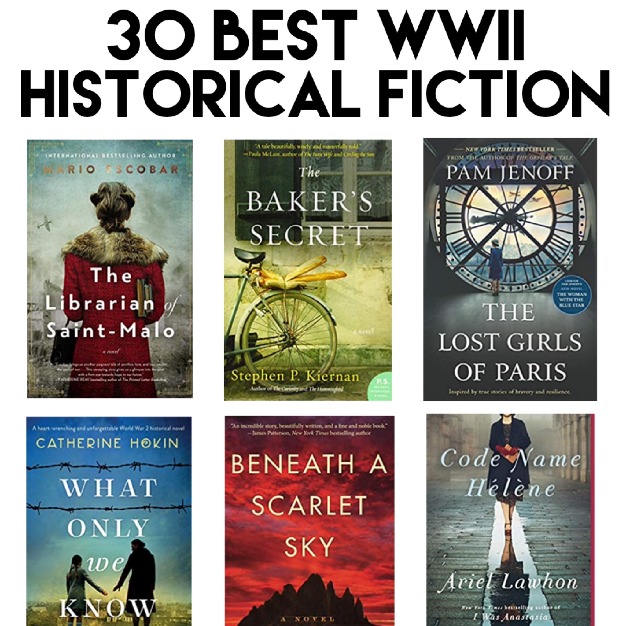 Historical fiction about World War 2 is a very popular book genre, and for good reason. Many of the books are typically based in fact, depicting true events or real people, but in an easier to read format than fiction. It puts the often complex events of WWII or people of that era into stories. Historical fiction allows the author to weave in elements of storytelling that make a book one you can't put down. These are the 30 best WWII historical fiction books #booklists #bestbooks #wwiibooks #historicalfiction