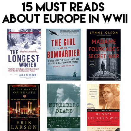 This book list includes the 15 best nonfiction World War Two books about the European Theater. These are must reads that all take place in Europe #booklist #nonfiction #ww2nonfiction #europebooks